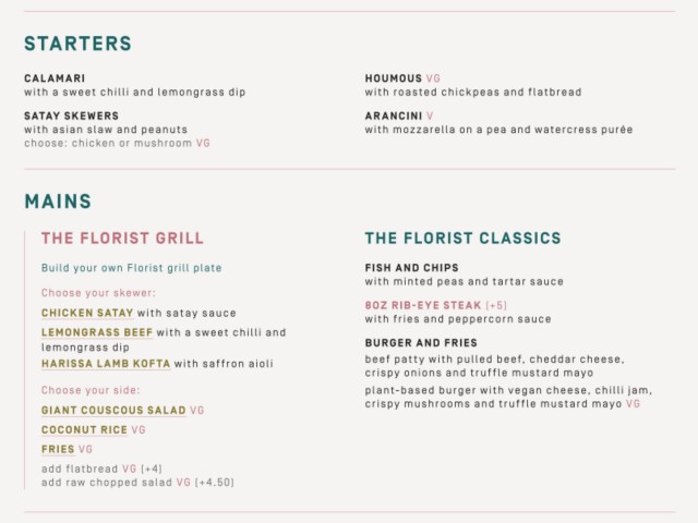 2 Course Meal | The Florist image